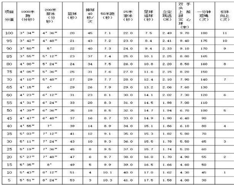 高中体育生考试成绩标准